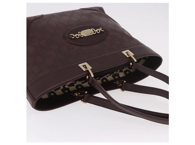 Borsa Tote GUCCI GG Canvas Guccissima in pelle marrone e oro 145993 Auth 191338V - vista 7