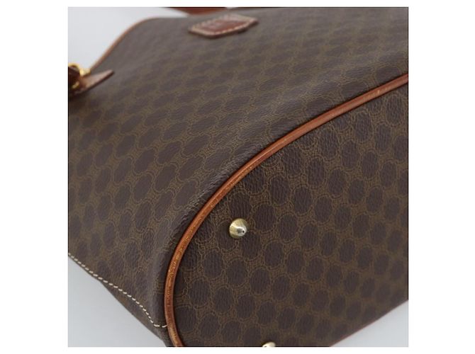 Céline Borsa a Spalla CELINE Macadam Canvas PVC Pelle Marrone Oro Auth 191052 D'oro - vista 14