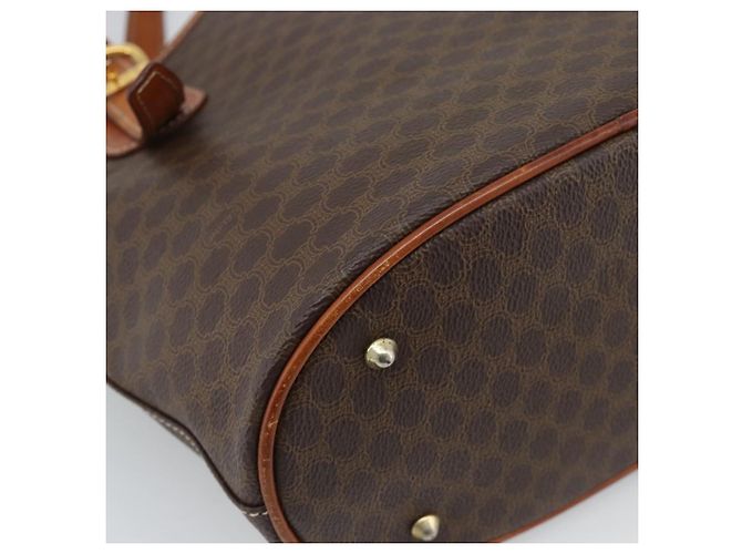 Céline Borsa a Spalla CELINE Macadam Canvas PVC Pelle Marrone Oro Auth 191052 D'oro - vista 16