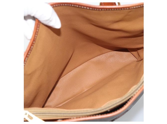Céline Borsa a Spalla CELINE Macadam Canvas PVC Pelle Marrone Oro Auth 191052 D'oro - vista 21