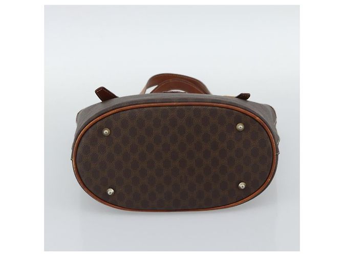 Céline Borsa a Spalla CELINE Macadam Canvas PVC Pelle Marrone Oro Auth 191052 D'oro - vista 5