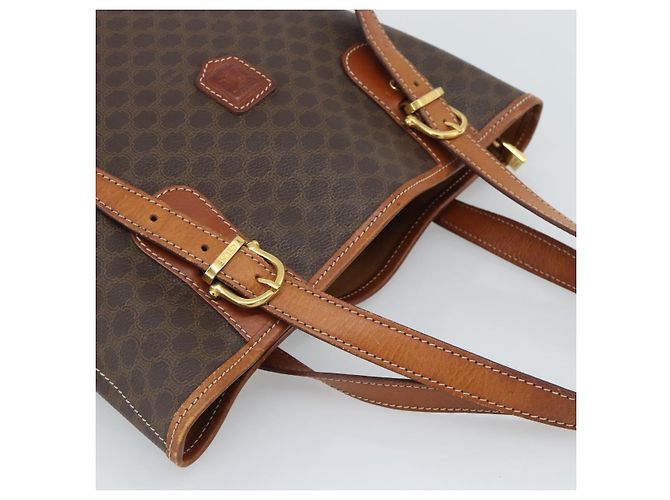 Céline Borsa a Spalla CELINE Macadam Canvas PVC Pelle Marrone Oro Auth 191052 D'oro - vista 6