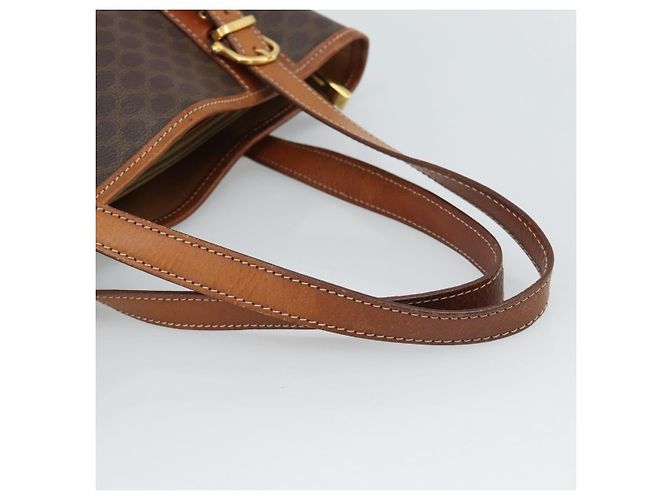 Céline Borsa a Spalla CELINE Macadam Canvas PVC Pelle Marrone Oro Auth 191052 D'oro - vista 7