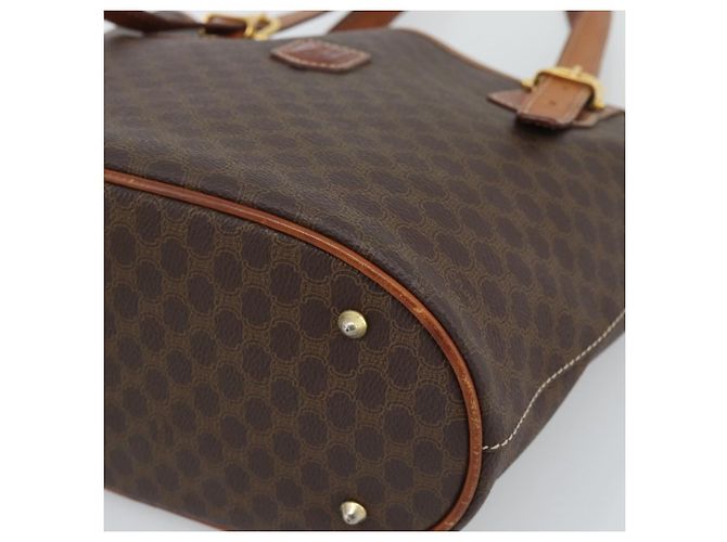 Céline Borsa a Spalla CELINE Macadam Canvas PVC Pelle Marrone Oro Auth 191052 D'oro - vista 9
