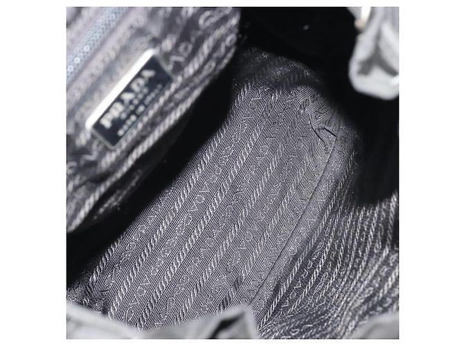 Zaino PRADA Nylon Nero Argento Auth 188504 - vista 11