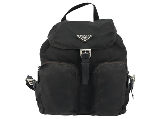 Zaino PRADA Nylon Nero Argento Auth 188504 - vista 13