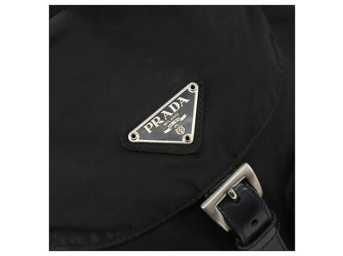 Zaino PRADA Nylon Nero Argento Auth 188504 - vista 20