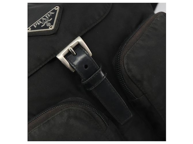 Zaino PRADA Nylon Nero Argento Auth 188504 - vista 21