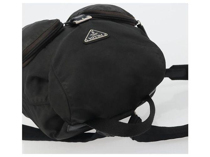 Zaino PRADA Nylon Nero Argento Auth 188504 - vista 6
