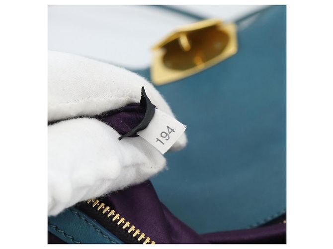 Borsa a Spalla Miu Miu Matelasse in Pelle Blu con Catena Oro Autentica 191596A - vista 12