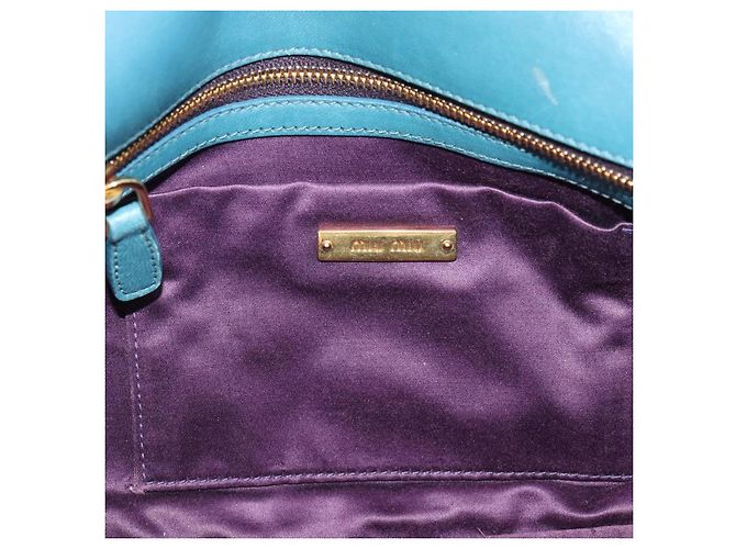Borsa a Spalla Miu Miu Matelasse in Pelle Blu con Catena Oro Autentica 191596A - vista 20