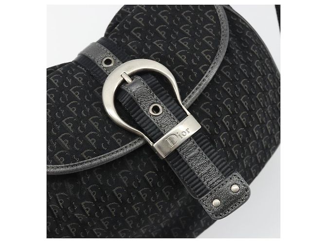 Borsa a tracolla Christian Dior Trotter Canvas Nera Argento Autentica 186592A Nero - vista 10
