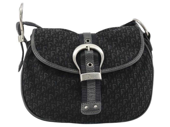 Borsa a tracolla Christian Dior Trotter Canvas Nera Argento Autentica 186592A Nero - vista 13