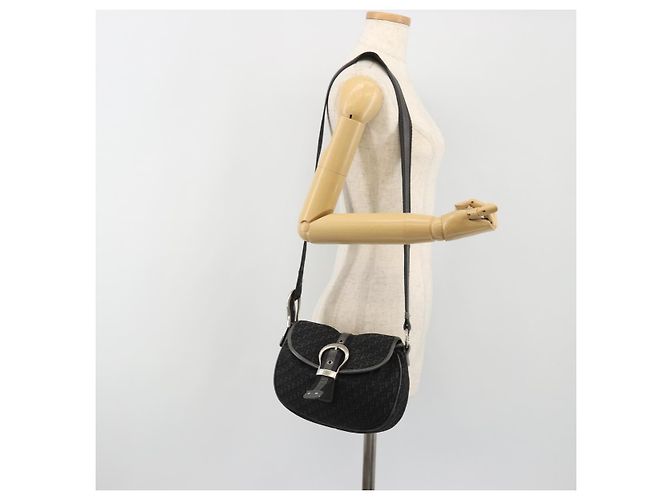 Borsa a tracolla Christian Dior Trotter Canvas Nera Argento Autentica 186592A Nero - vista 24