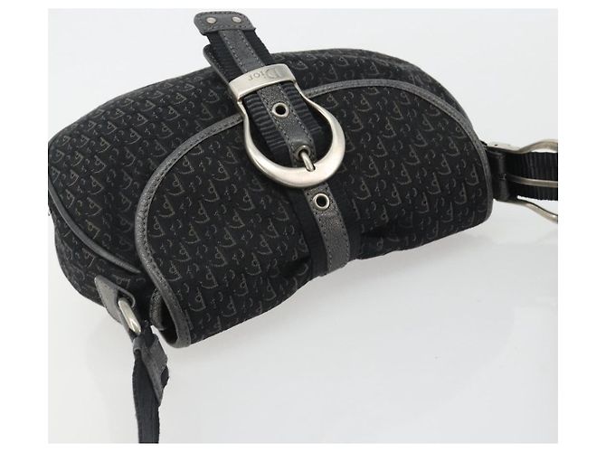 Borsa a tracolla Christian Dior Trotter Canvas Nera Argento Autentica 186592A Nero - vista 6