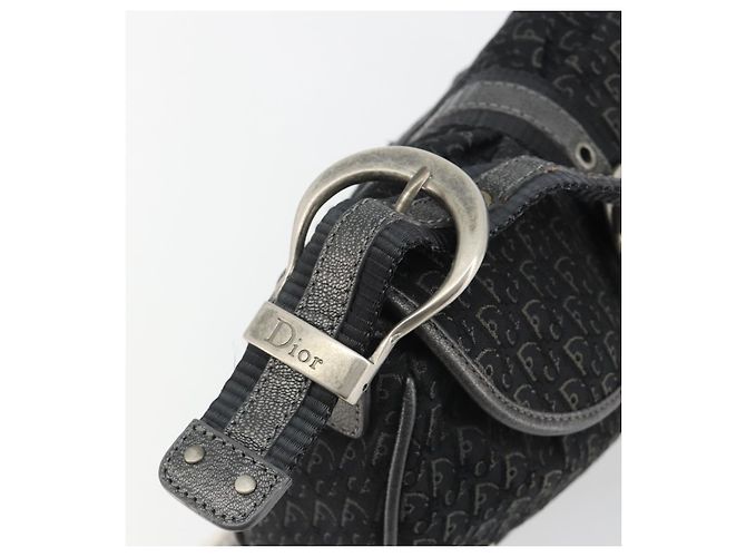 Borsa a tracolla Christian Dior Trotter Canvas Nera Argento Autentica 186592A Nero - vista 9