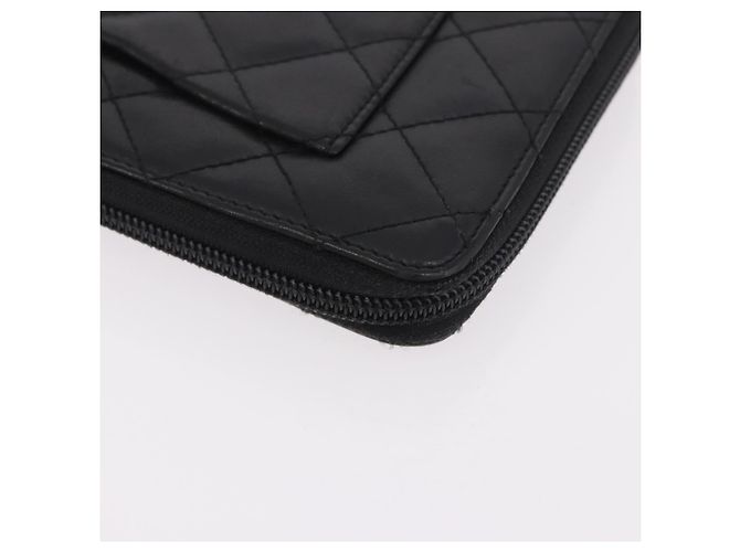 CHANEL Cambon Line Long Wallet Lamb Skin Black CC Auth bs36030 Nero - vista 15