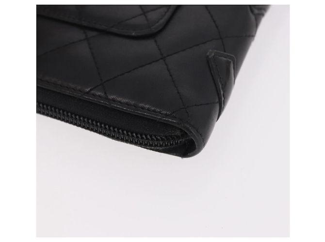 CHANEL Cambon Line Long Wallet Lamb Skin Black CC Auth bs36030 Nero - vista 16