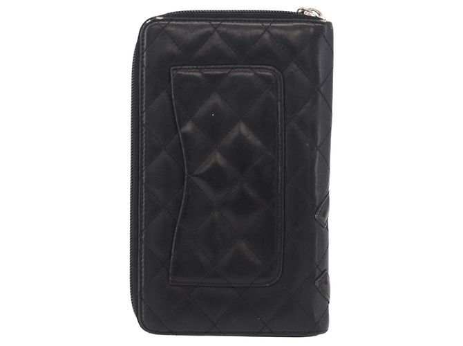 CHANEL Cambon Line Long Wallet Lamb Skin Black CC Auth bs36030 Nero - vista 2