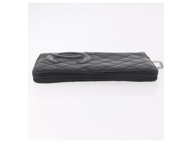 CHANEL Cambon Line Long Wallet Lamb Skin Black CC Auth bs36030 Nero - vista 3