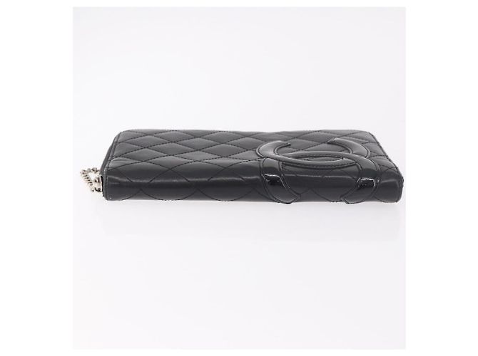 CHANEL Cambon Line Long Wallet Lamb Skin Black CC Auth bs36030 Nero - vista 4