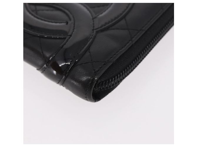 CHANEL Cambon Line Long Wallet Lamb Skin Black CC Auth bs36030 Nero - vista 7