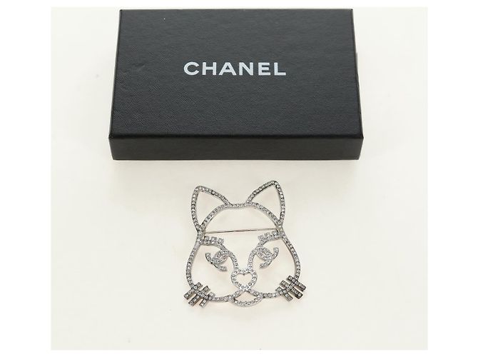 Spilla CHANEL Metallo Argento CC Auth bs35760M - vista 12