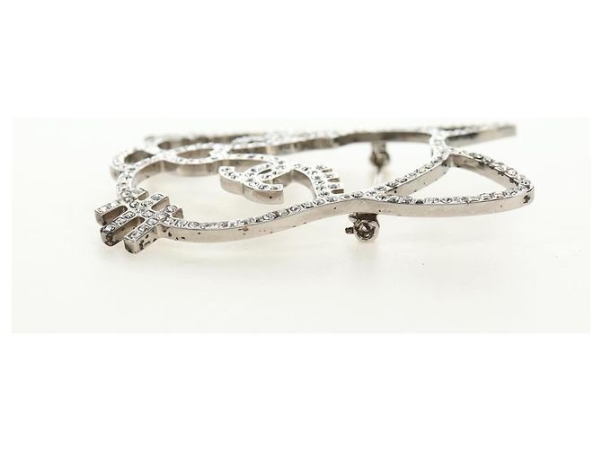 Spilla CHANEL Metallo Argento CC Auth bs35760M - vista 14