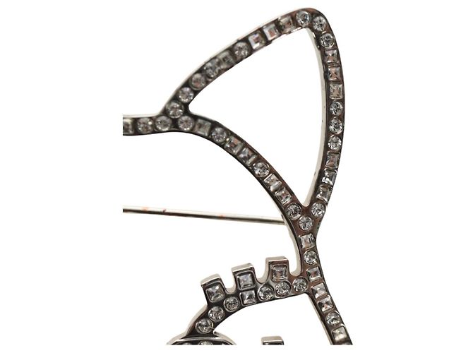 Spilla CHANEL Metallo Argento CC Auth bs35760M - vista 4