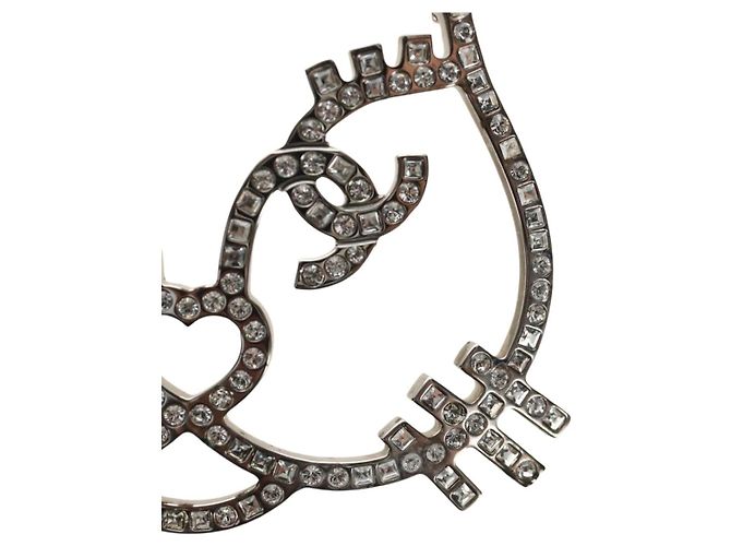 Spilla CHANEL Metallo Argento CC Auth bs35760M - vista 6