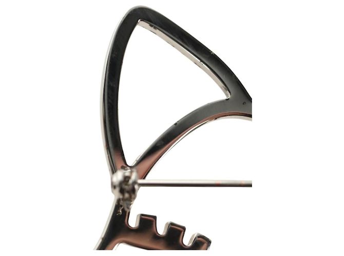 Spilla CHANEL Metallo Argento CC Auth bs35760M - vista 8