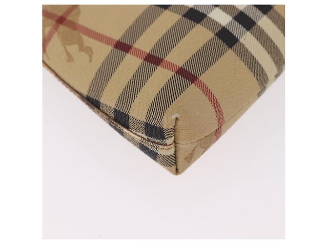 Pochette BURBERRY Nova Check in PVC e pelle Beige Argento Auth 190965A - vista 15