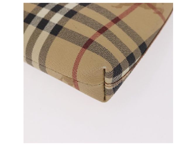 Pochette BURBERRY Nova Check in PVC e pelle Beige Argento Auth 190965A - vista 16