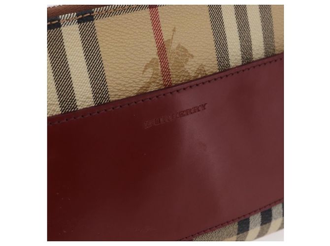 Pochette BURBERRY Nova Check in PVC e pelle Beige Argento Auth 190965A - vista 17