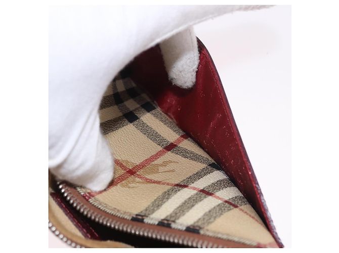 Pochette BURBERRY Nova Check in PVC e pelle Beige Argento Auth 190965A - vista 21