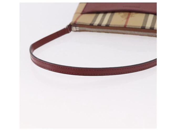 Pochette BURBERRY Nova Check in PVC e pelle Beige Argento Auth 190965A - vista 7