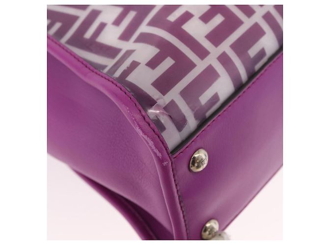 Borsa a mano FENDI Zucca Canvas Vinile Pelle 2way Viola Argento Auth mr2679A Porpora - vista 10