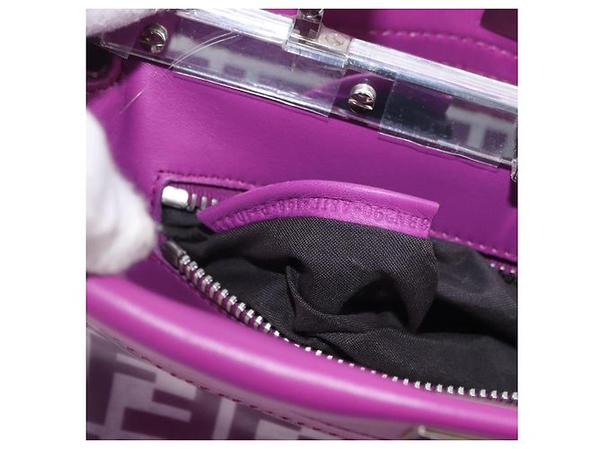 Borsa a mano FENDI Zucca Canvas Vinile Pelle 2way Viola Argento Auth mr2679A Porpora - vista 12