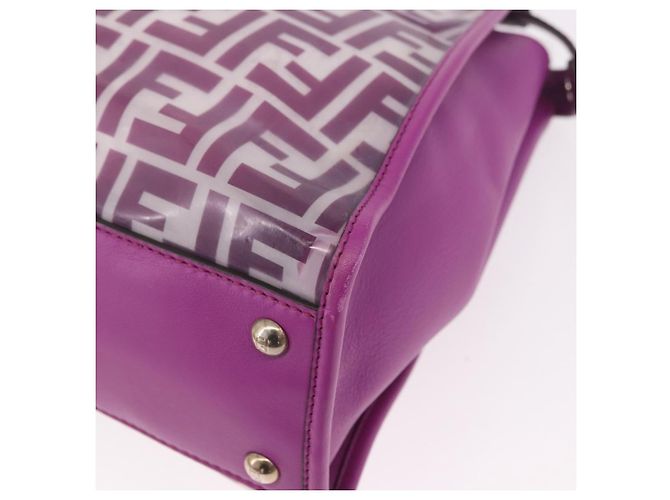 Borsa a mano FENDI Zucca Canvas Vinile Pelle 2way Viola Argento Auth mr2679A Porpora - vista 15