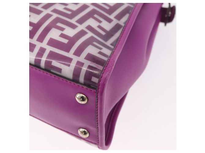 Borsa a mano FENDI Zucca Canvas Vinile Pelle 2way Viola Argento Auth mr2679A Porpora - vista 17