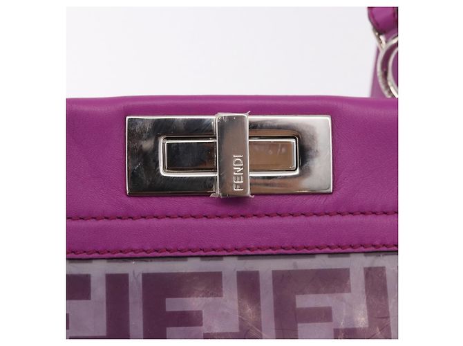 Borsa a mano FENDI Zucca Canvas Vinile Pelle 2way Viola Argento Auth mr2679A Porpora - vista 18