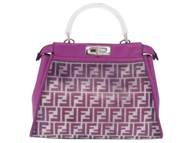 Borsa a mano FENDI Zucca Canvas Vinile Pelle 2way Viola Argento Auth mr2679A Porpora - vista 2