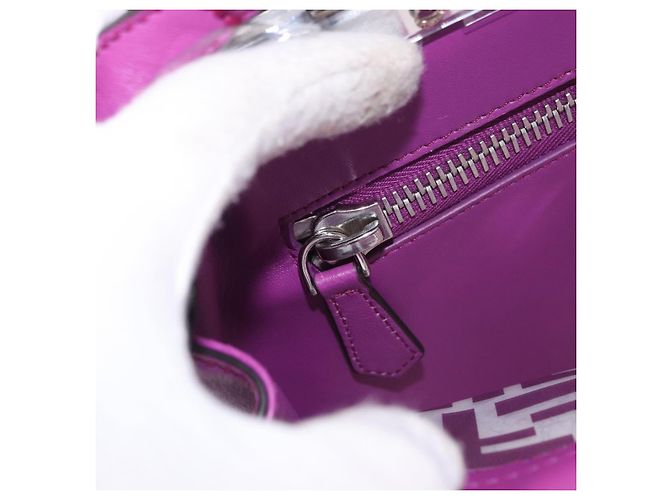 Borsa a mano FENDI Zucca Canvas Vinile Pelle 2way Viola Argento Auth mr2679A Porpora - vista 25