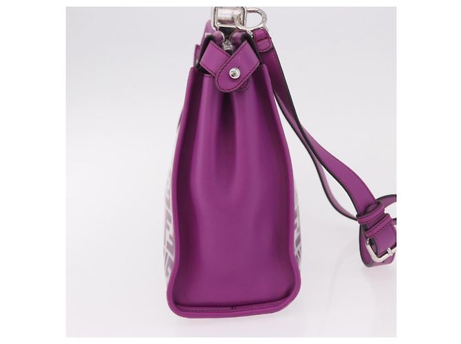 Borsa a mano FENDI Zucca Canvas Vinile Pelle 2way Viola Argento Auth mr2679A Porpora - vista 4
