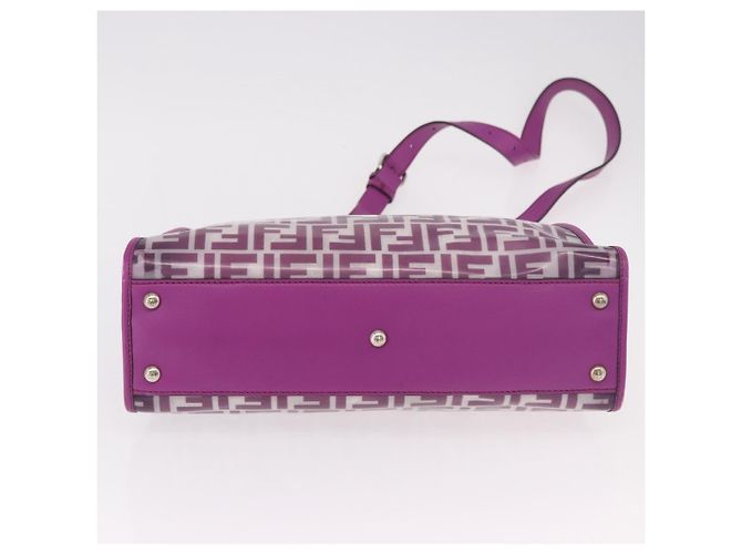 Borsa a mano FENDI Zucca Canvas Vinile Pelle 2way Viola Argento Auth mr2679A Porpora - vista 5