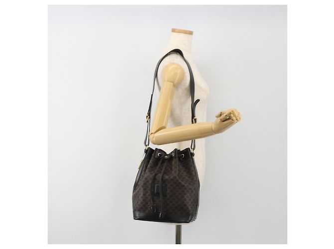 Céline Borsa a tracolla CELINE Macadam PVC Pelle Nero Oro Auth 191016 D'oro - vista 24