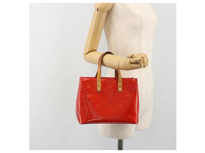 LOUIS VUITTON Monogram Vernis Reade PM Hand Bag Rouge M91088 LV Auth BA14001 Rosso - vista 25