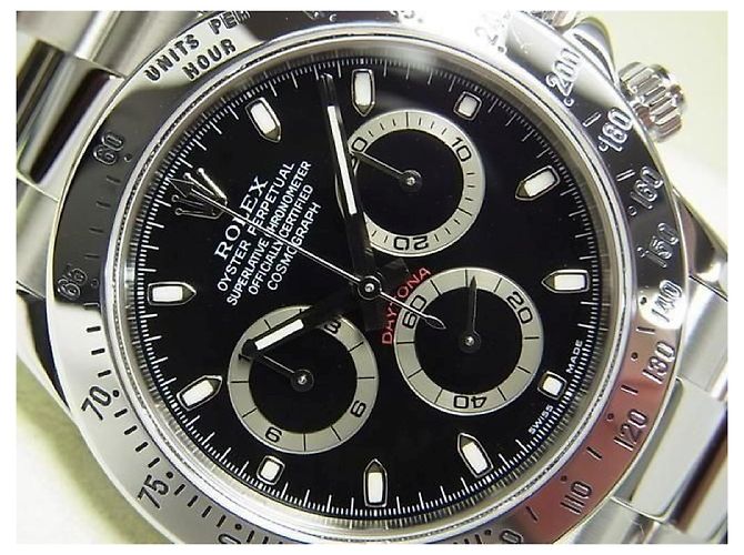 ROLEX Daytona SS preto Ref.116520 série D Masculino Prata - vista 2