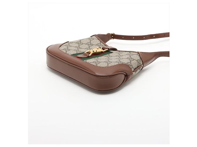 Gucci Jackie 1961 Mini Canvas 2-Ways Hobo Shoulder Bag GG Supreme Beige - vista 3