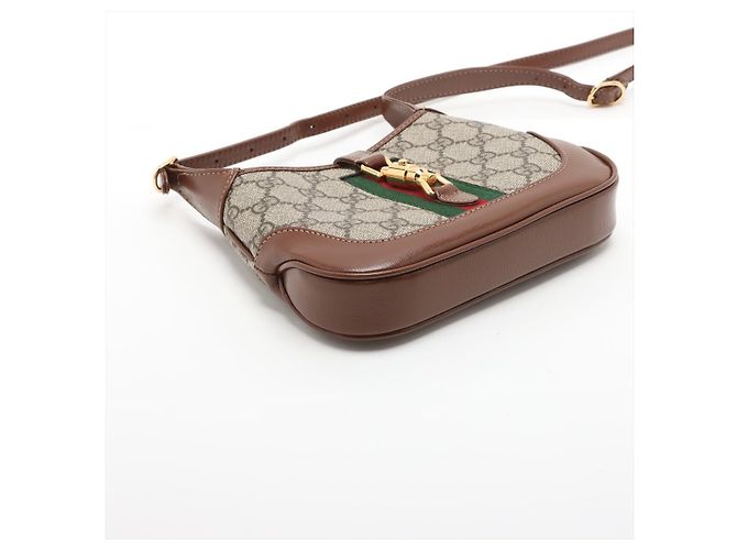 Gucci Jackie 1961 Mini Canvas 2-Ways Hobo Shoulder Bag GG Supreme Beige - vista 4